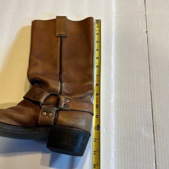 Camel brown heeled leather cowboy western boots with new soles had pull tabs - Picture 5 of 15